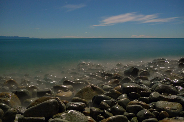 10. Moonlit surf on the Boulder Bank, Nelson