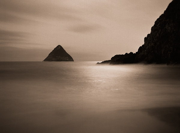 16. Moonlit Moturoa from Back Beach, at Paritutu