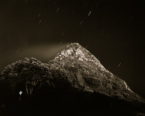 24. The rock Paritutu at night