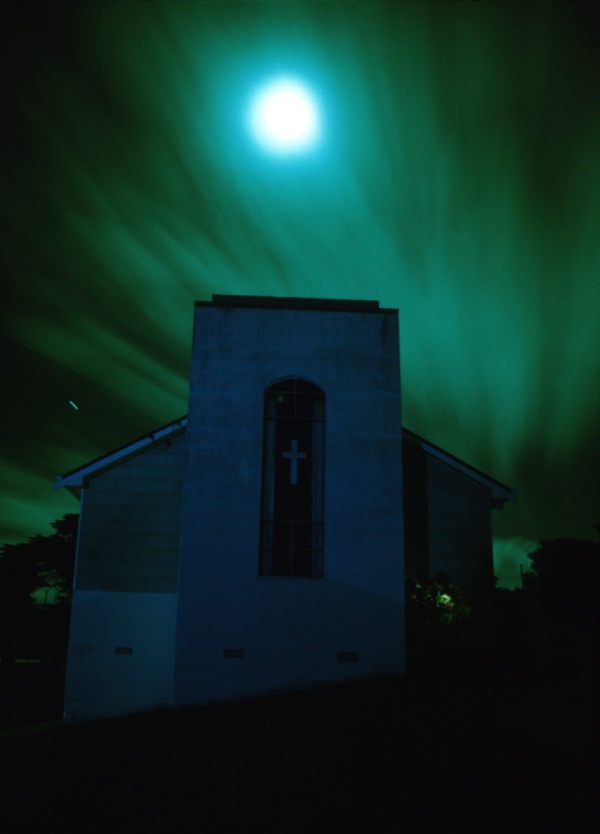 49. Infra red church and moon, Baylys Beach