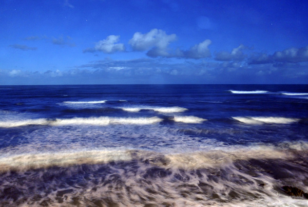 145. Surf and moonlit clouds, Taranaki