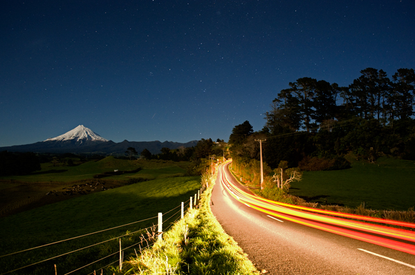 164. Moonlit evening, passing car