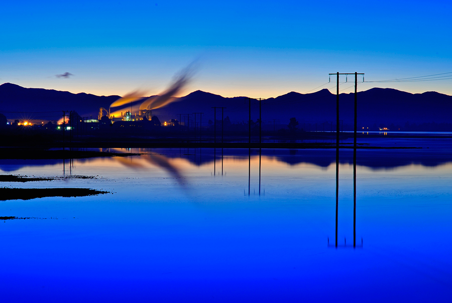 234. Quiet light of dusk and MDF plant, Waimea Inlet