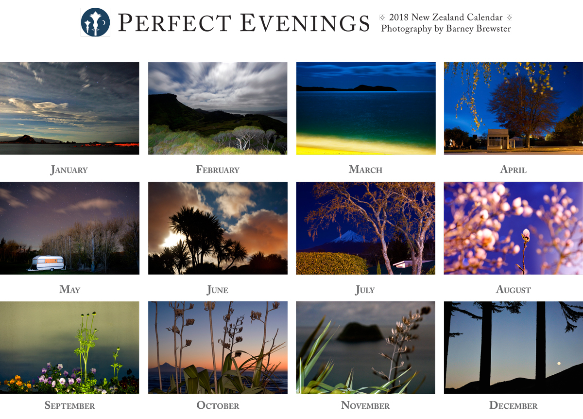 Perfect Evenings 2018 Calendar Back by Barney Brewster