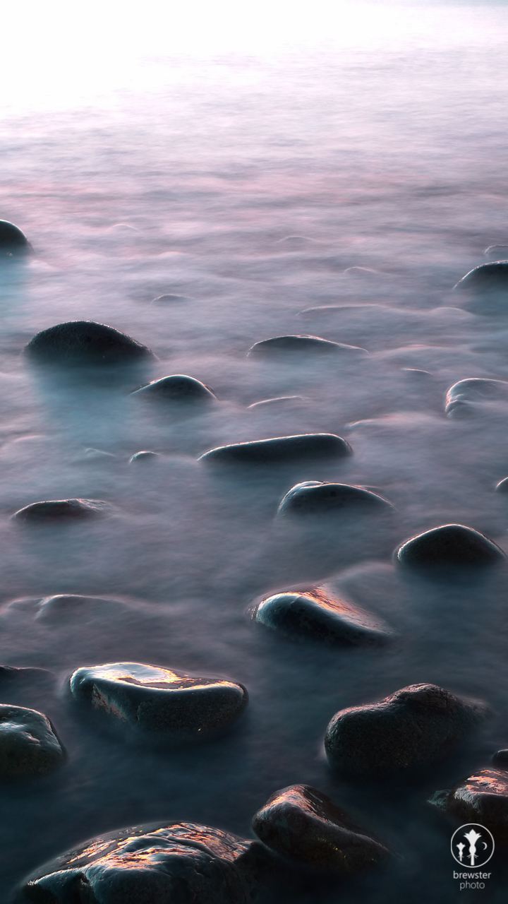 close up, rocks, flowing tide, long exposure
