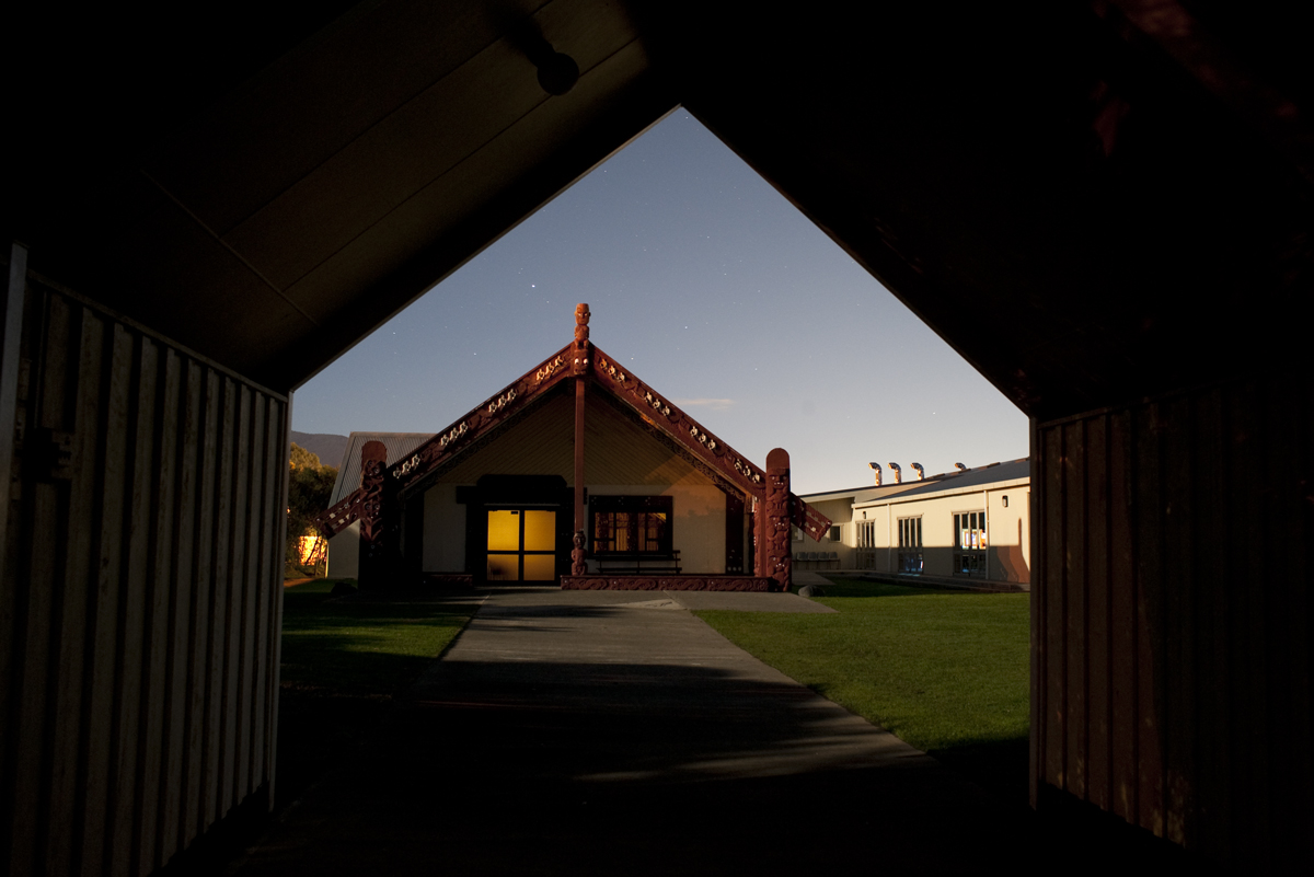 All quiet at the marae, by moonlight