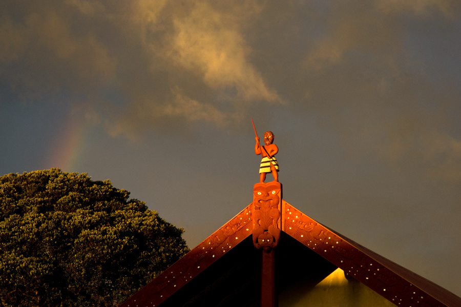 Winter rainbow, Otaki Marae